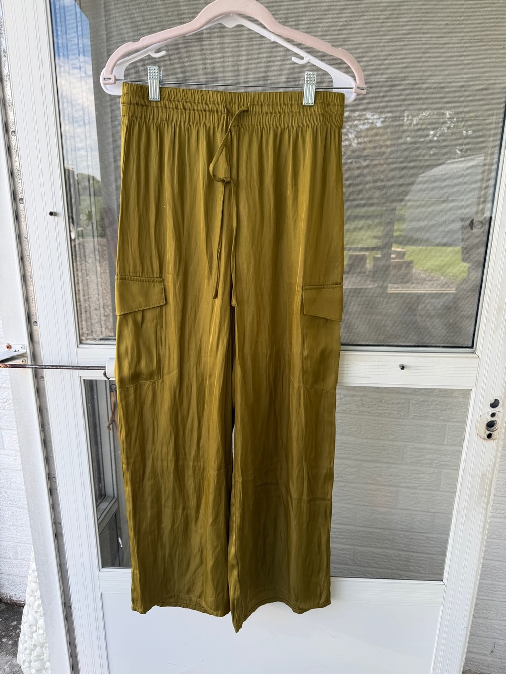 Rachel Zoe Olive-Green Wide Leg Cargo Pants